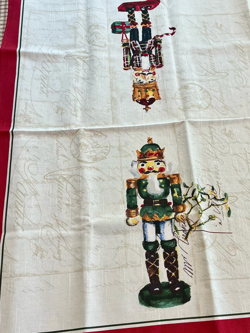 Williams Sonoma Nutcracker Tea Towel Green & Red